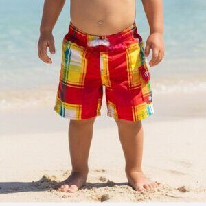 OP Bright Plaid Swim Trunks 24 Months